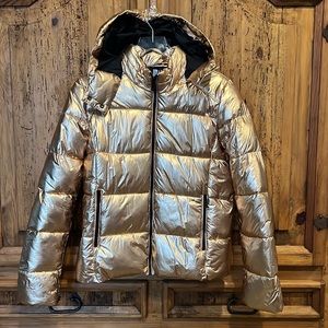 Andrew Marc New York Metallic Puffer Performance Jacket Copper